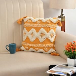 Checkers Boho Cushion - Amber Diamond