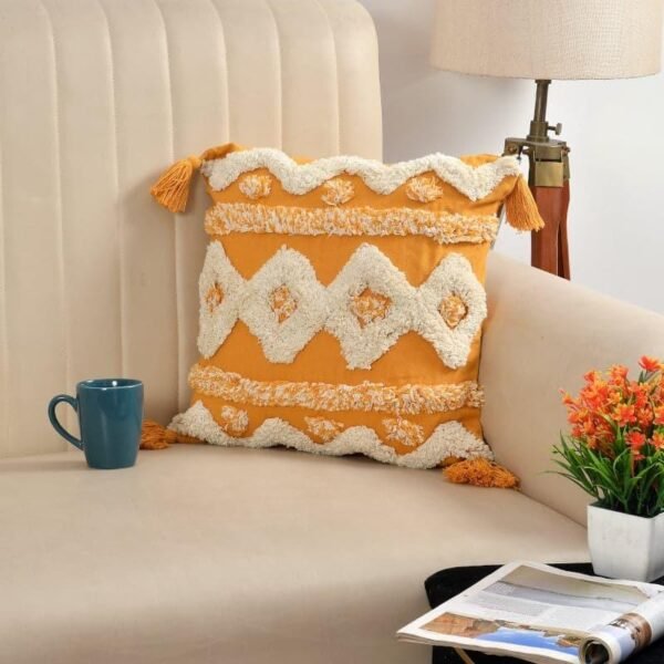 Checkers Boho Cushion - Amber Diamond